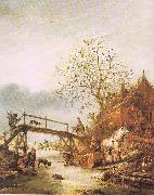 Ostade, Isaack Jansz. van A Winter Scene with an Inn oil on canvas